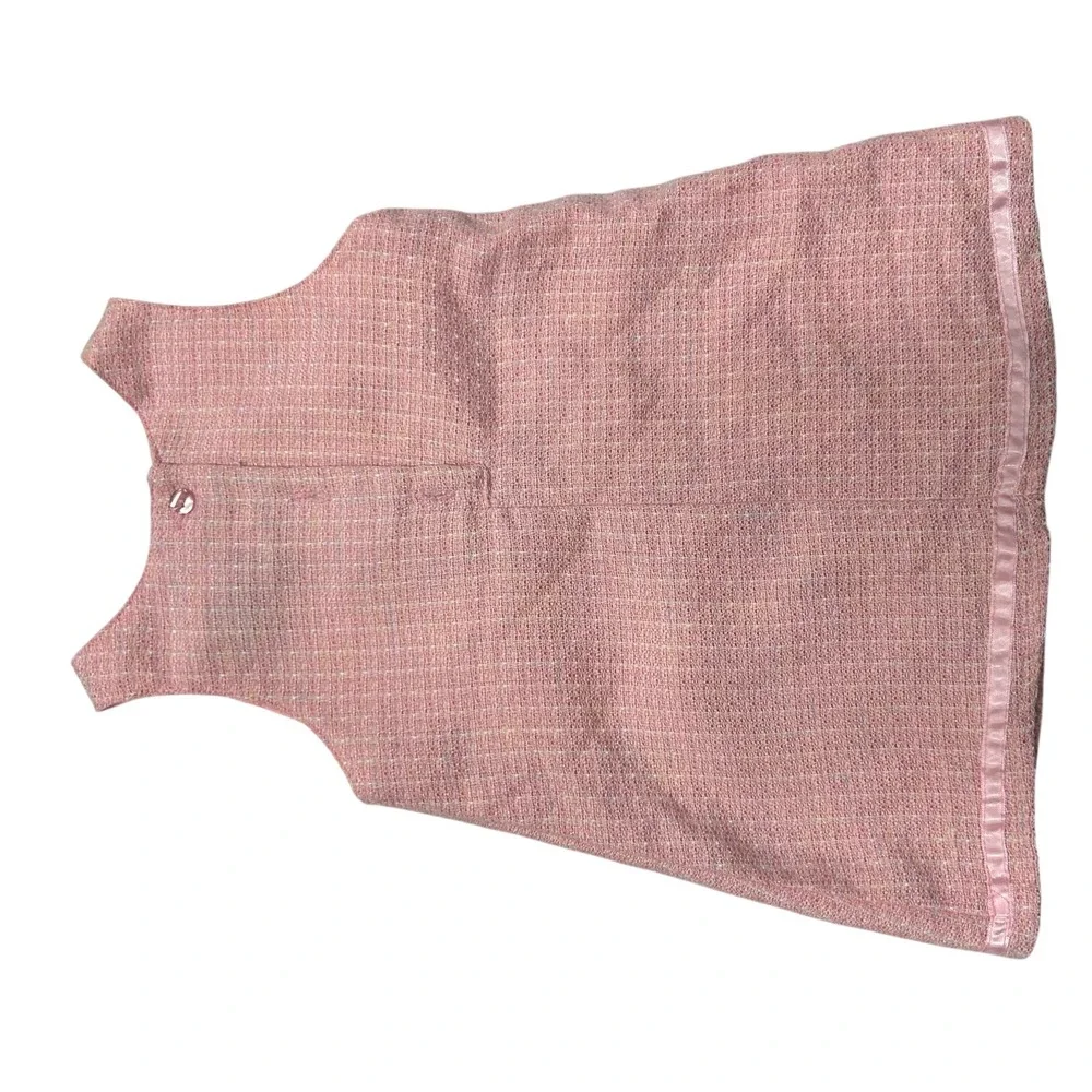 Coquette Pink Tweed Bow Jumper Dress 18M Preppy Classic Girly Pastel Old Money